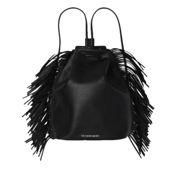 Victoria Secret Black Fringe Backpack - Picture 1 of 7